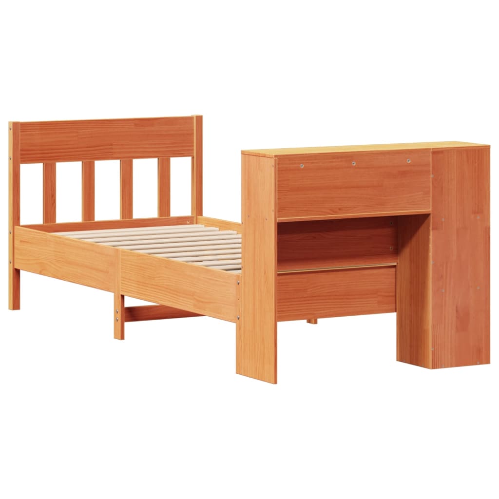 Bookcase Bed without Mattress Wax Brown 75x190 cm Small Single Solid Wood Pine
