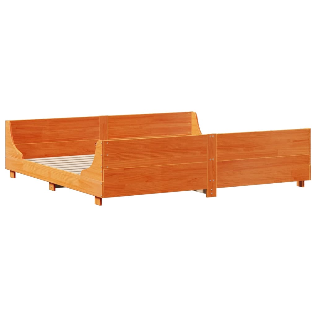 Bookcase Bed without Mattress Wax Brown 200x200 cm Solid Wood
