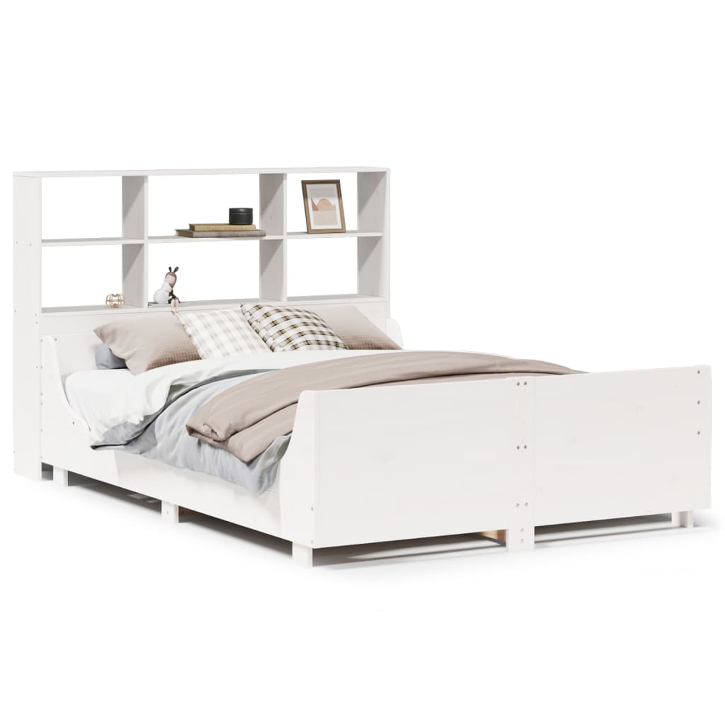 Bookcase Bed without Mattress White 160x200 cm Solid Wood