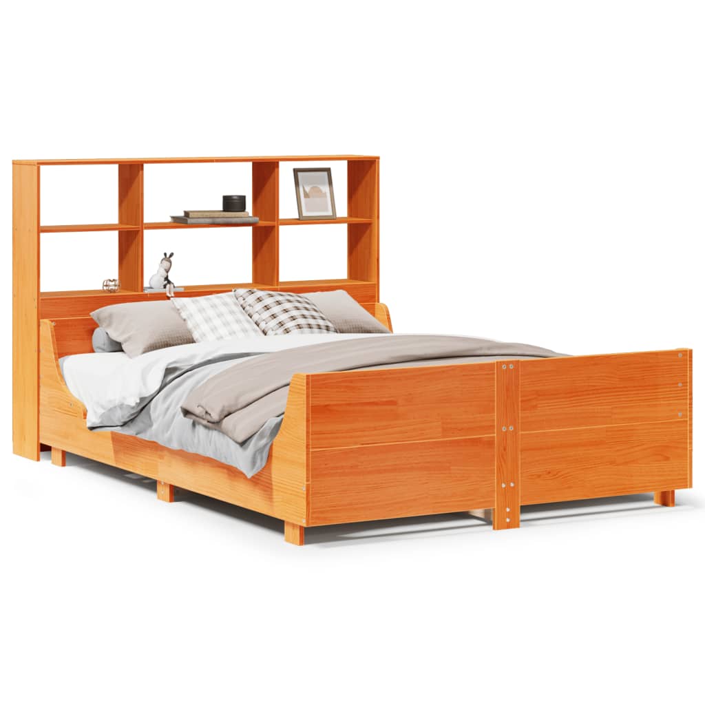 Bookcase Bed without Mattress Wax Brown 160x200 cm Solid Wood