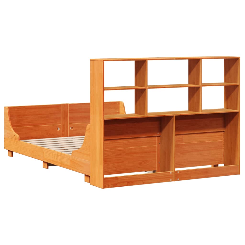 Bookcase Bed without Mattress Wax Brown 160x200 cm Solid Wood