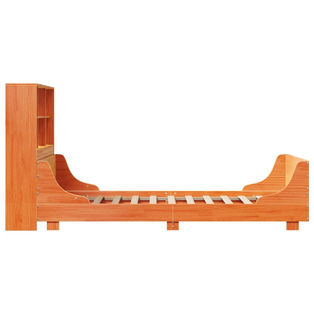 Bookcase Bed without Mattress Wax Brown 90x200 cm Solid Wood