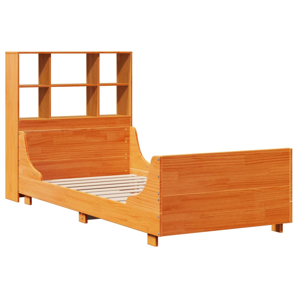 Bookcase Bed without Mattress Wax Brown 90x190 cm Single Solid Wood