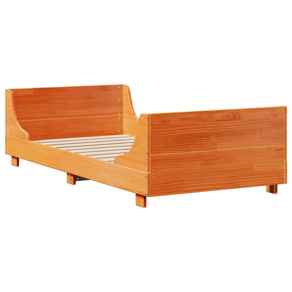Bookcase Bed without Mattress Wax Brown 90x190 cm Single Solid Wood