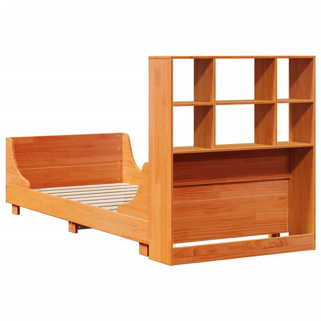Bookcase Bed without Mattress Wax Brown 90x190 cm Single Solid Wood
