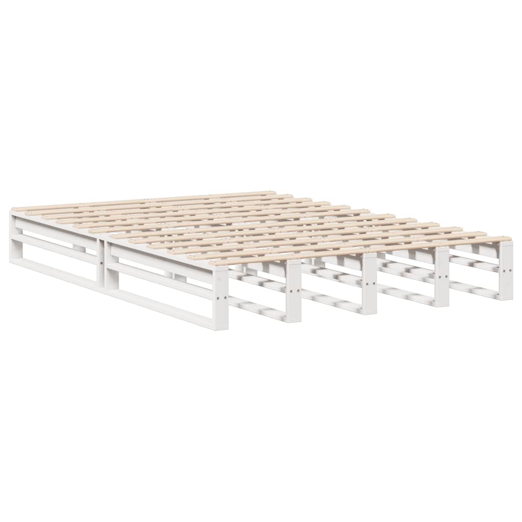 Bookcase Bed without Mattress White 150x200 cm King Size Solid Wood