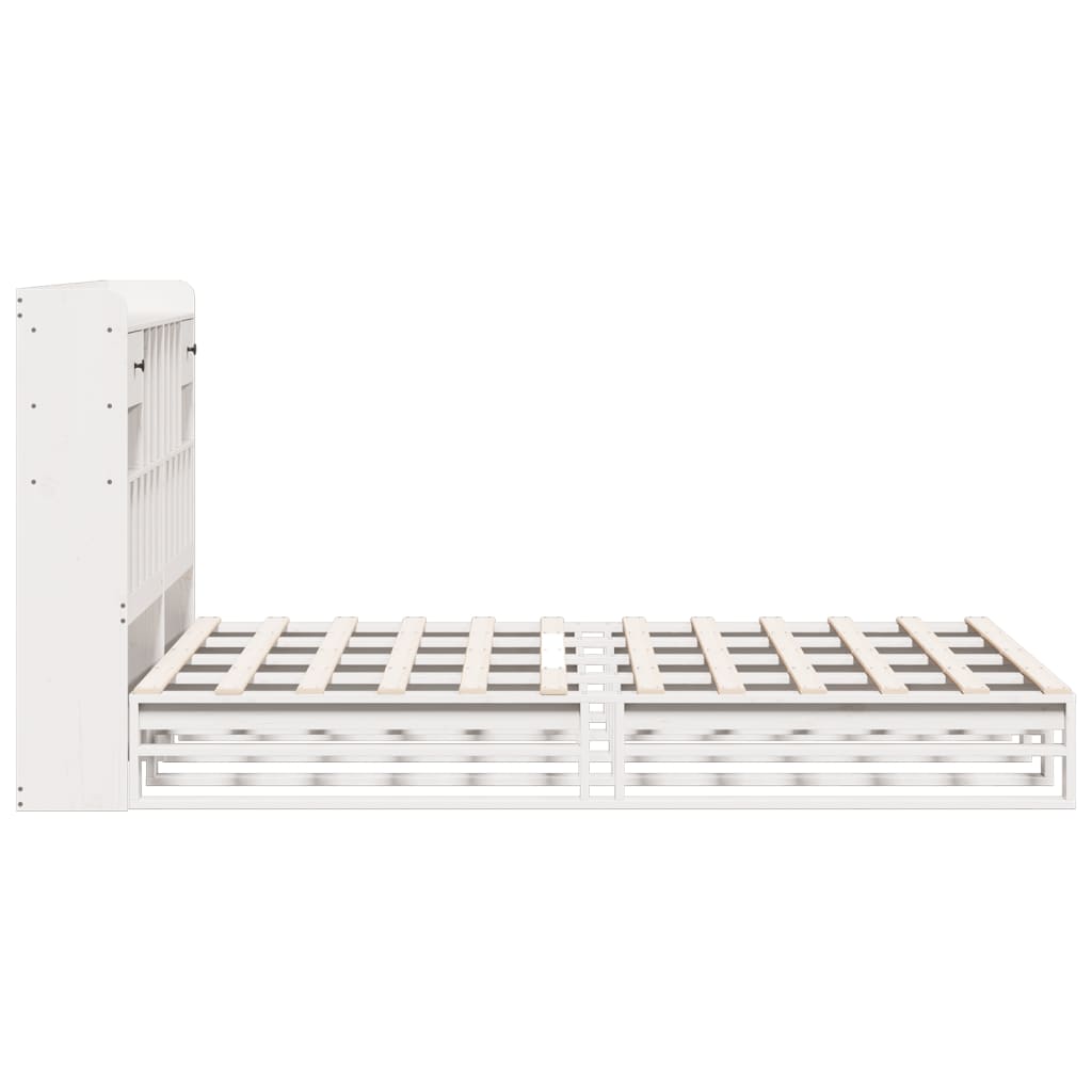 Bookcase Bed without Mattress White 140x200 cm Solid Wood Pine