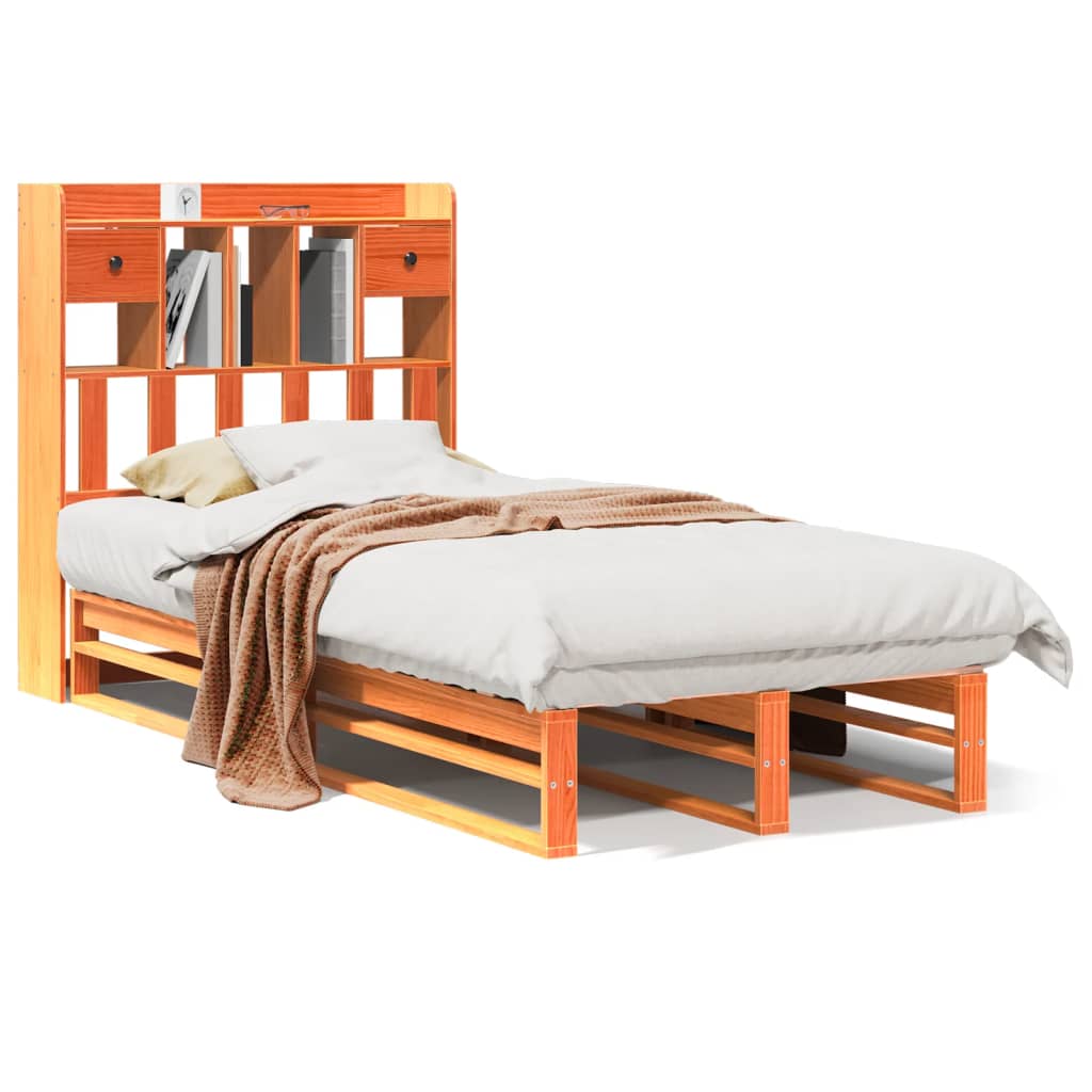 Bookcase Bed without Mattress Wax Brown 75x190 cm Small Single Solid Wood Pine