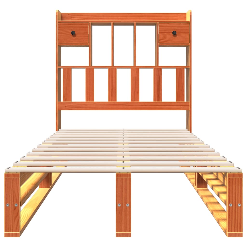 Bookcase Bed without Mattress Wax Brown 75x190 cm Small Single Solid Wood Pine