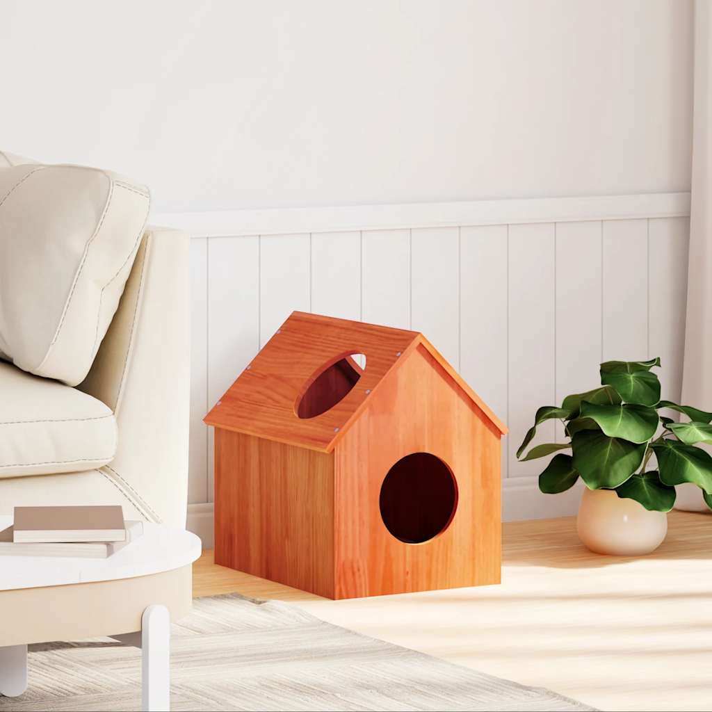 Cat House Wax Brown 41x50x50 cm Solid Wood Pine