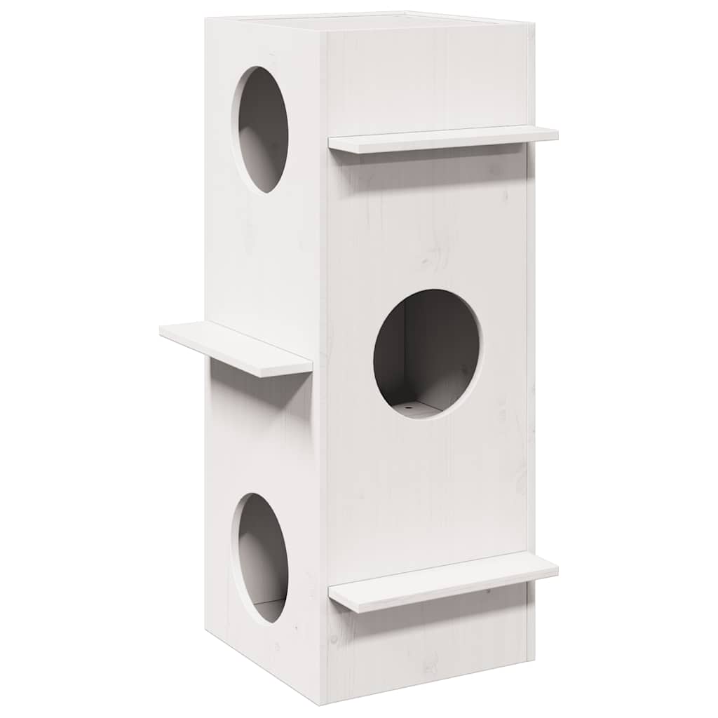Cat House White 43x43x90 cm Solid Wood Pine