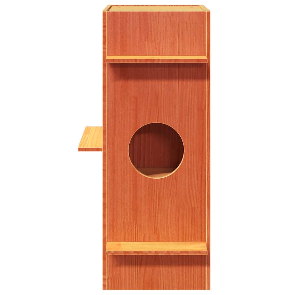 Cat House Wax Brown 43x43x90 cm Solid Wood Pine