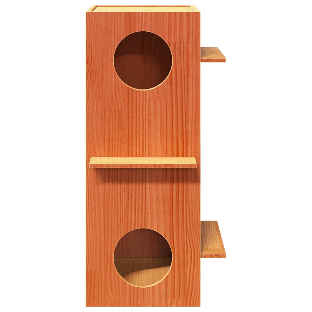 Cat House Wax Brown 43x43x90 cm Solid Wood Pine