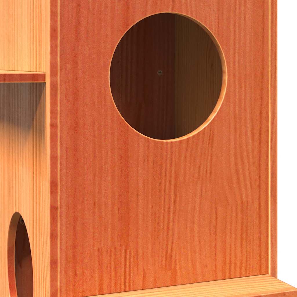 Cat House Wax Brown 43x43x90 cm Solid Wood Pine