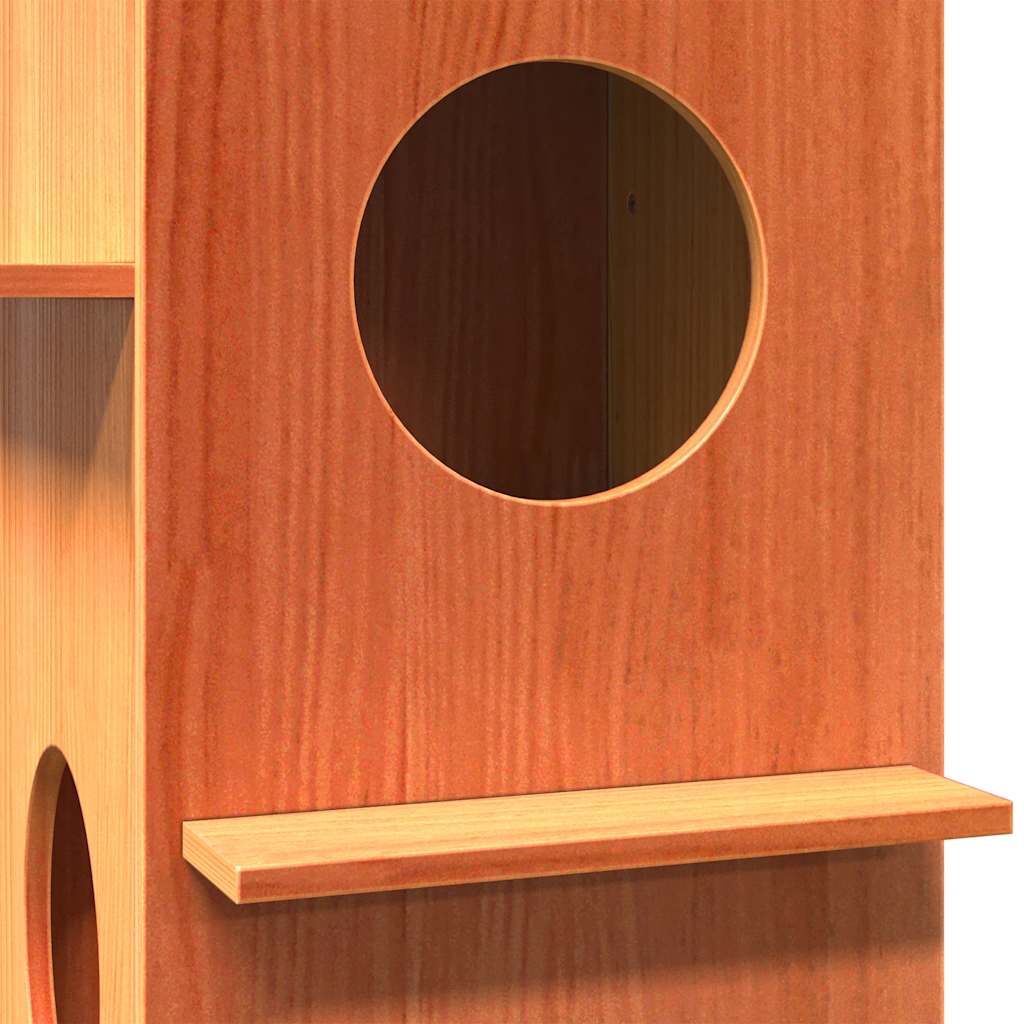 Cat House Wax Brown 43x43x60 cm Solid Wood Pine