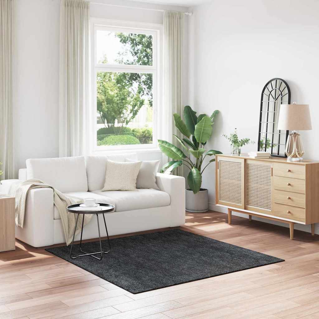 Anti-slip Shaggy Rug Dark grey 160 x 160 cm PP