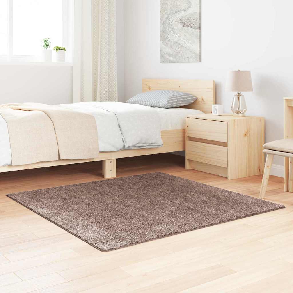 Anti-slip Shaggy Rug Brown 120 x 120 cm PP