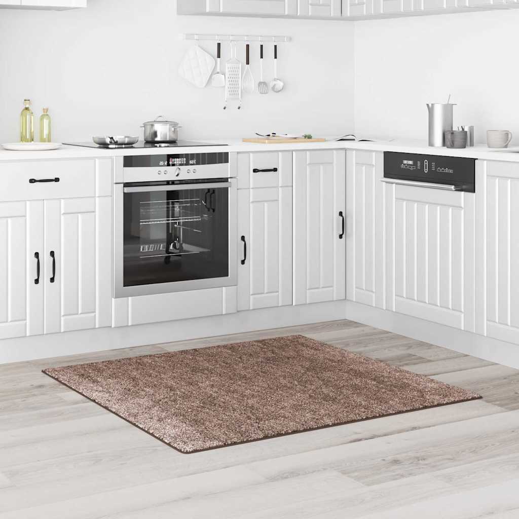 Anti-slip Shaggy Rug Brown 120 x 120 cm PP