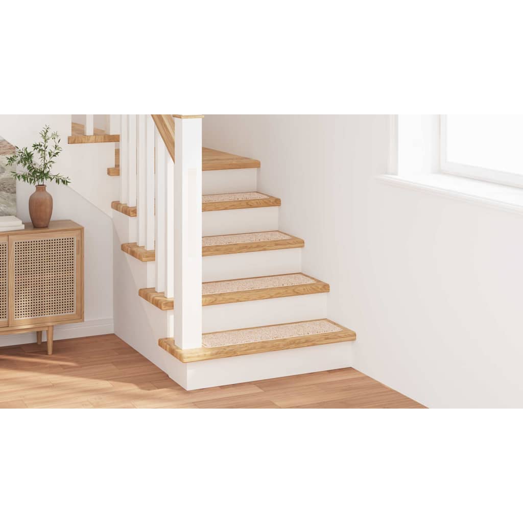 Anti-slip Stair Mats 15 pcs Cream 75 x 20 cm PP