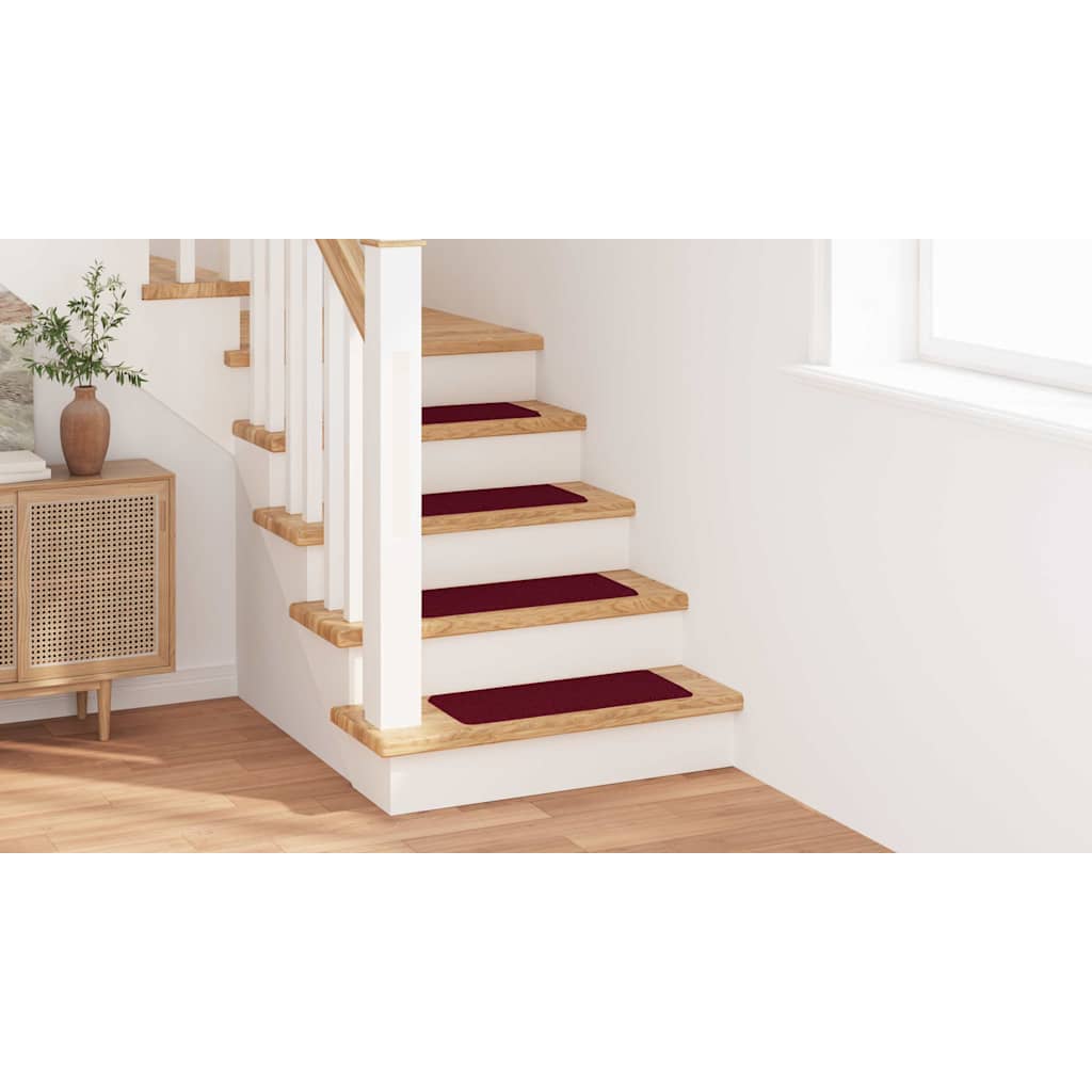 Anti-slip Stair Mats 15 pcs Bordeaux 60 x 25 cm PP