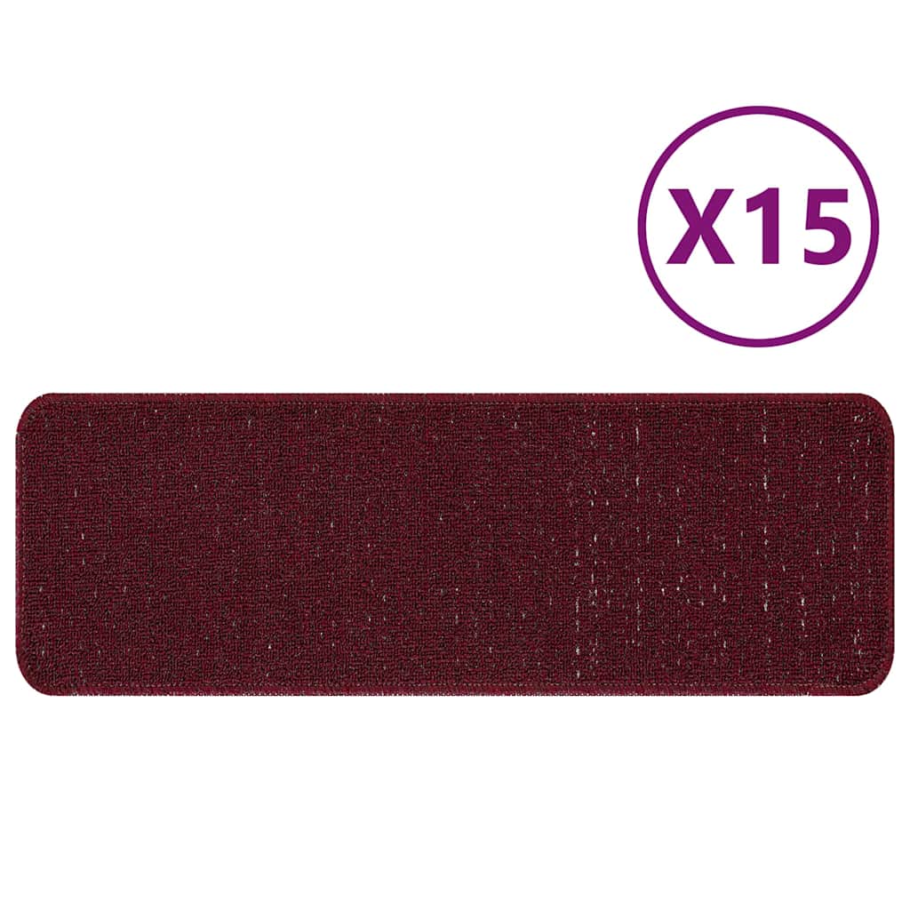 Anti-slip Stair Mats 15 pcs Bordeaux 60 x 25 cm PP
