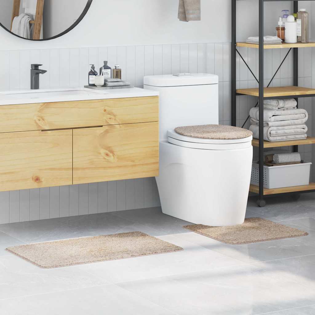 Anti-slip Bath Mat Set 3 pcs Cream 50 x 50 cm PP
