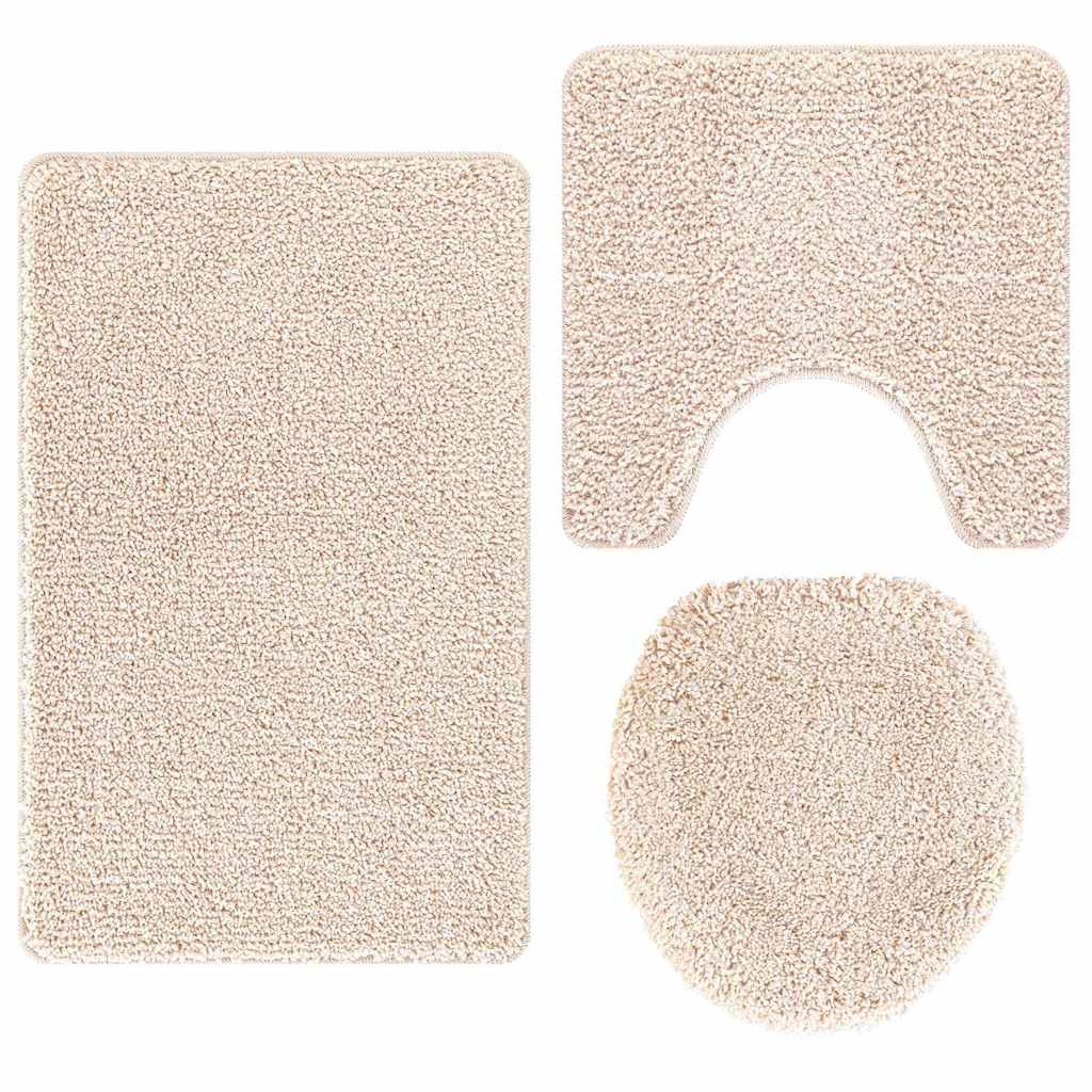 Anti-slip Bath Mat Set 3 pcs Cream 50 x 50 cm PP