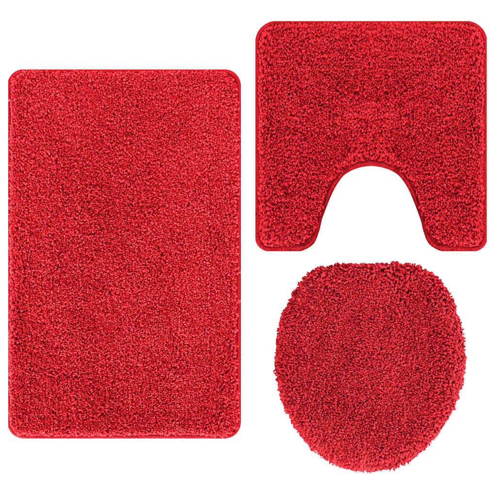 Anti-slip Bath Mat Set 3 pcs Red 50 x 50 cm PP