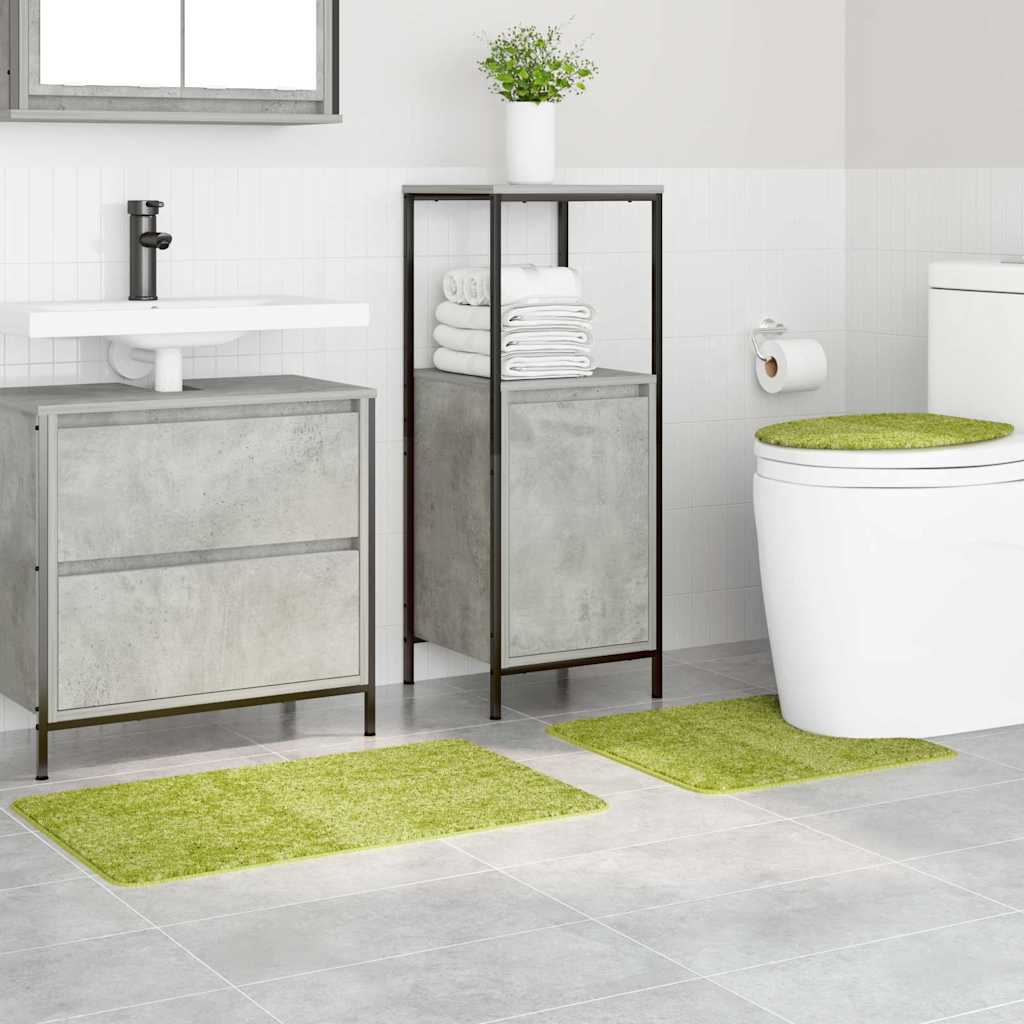 Anti-slip Bath Mat Set 3 pcs Green 50 x 50 cm PP