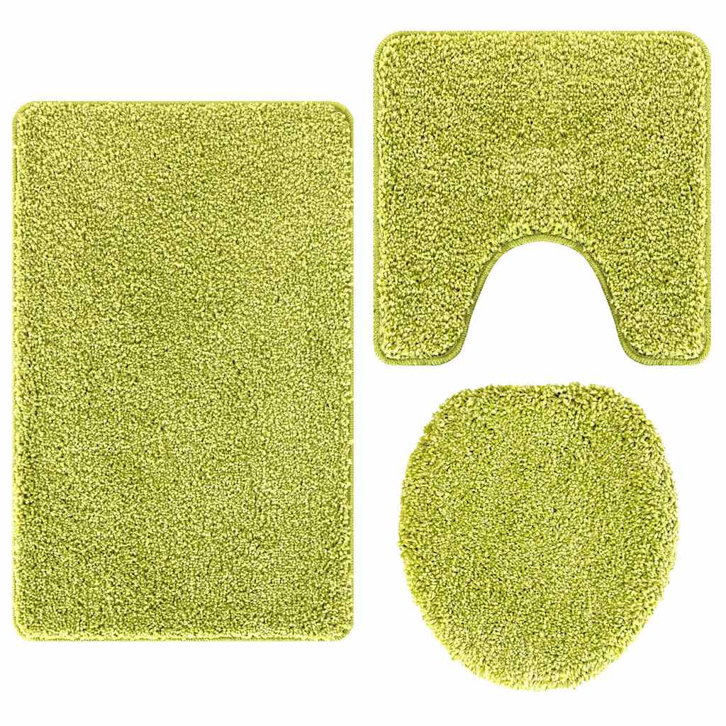Anti-slip Bath Mat Set 3 pcs Green 50 x 50 cm PP