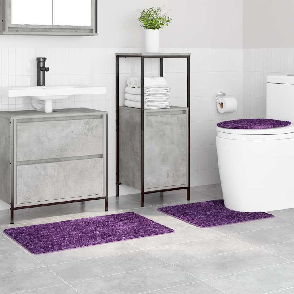 Anti-slip Bath Mat Set 3 pcs Purple 50 x 50 cm PP