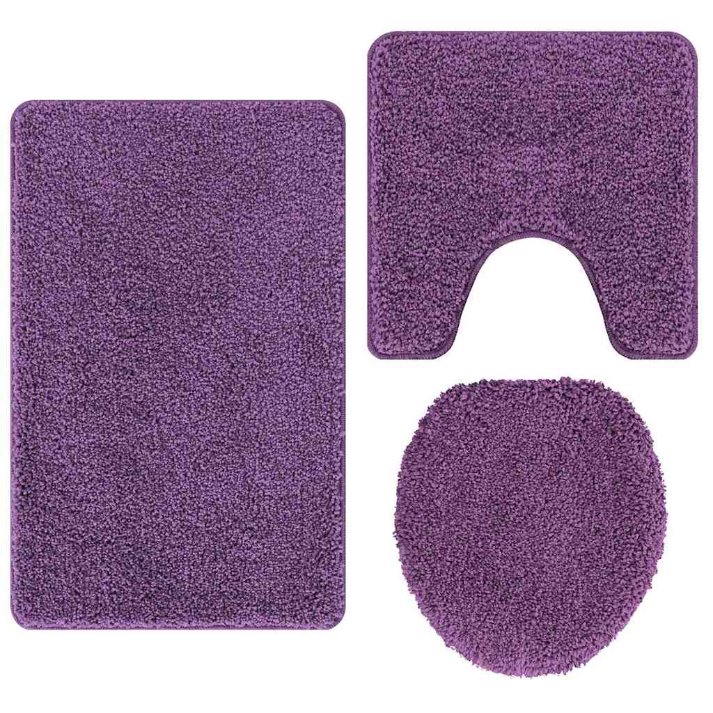 Anti-slip Bath Mat Set 3 pcs Purple 50 x 50 cm PP