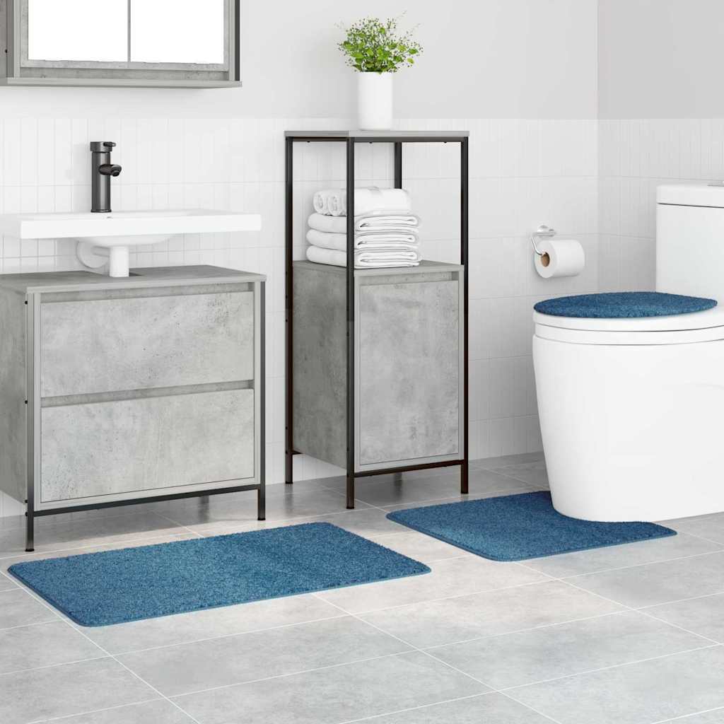 Anti-slip Bath Mat Set 3 pcs Blue 50 x 50 cm PP