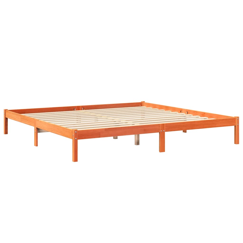 Bookcase Bed without Mattress Wax Brown 200x200 cm Solid Wood Pine