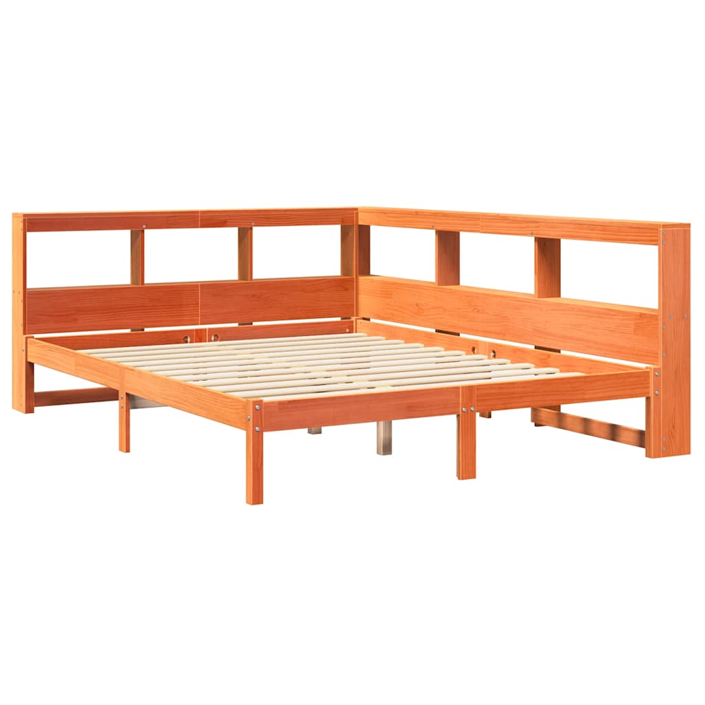 Bookcase Bed without Mattress Wax Brown 150x200 cm Solid Wood Pine