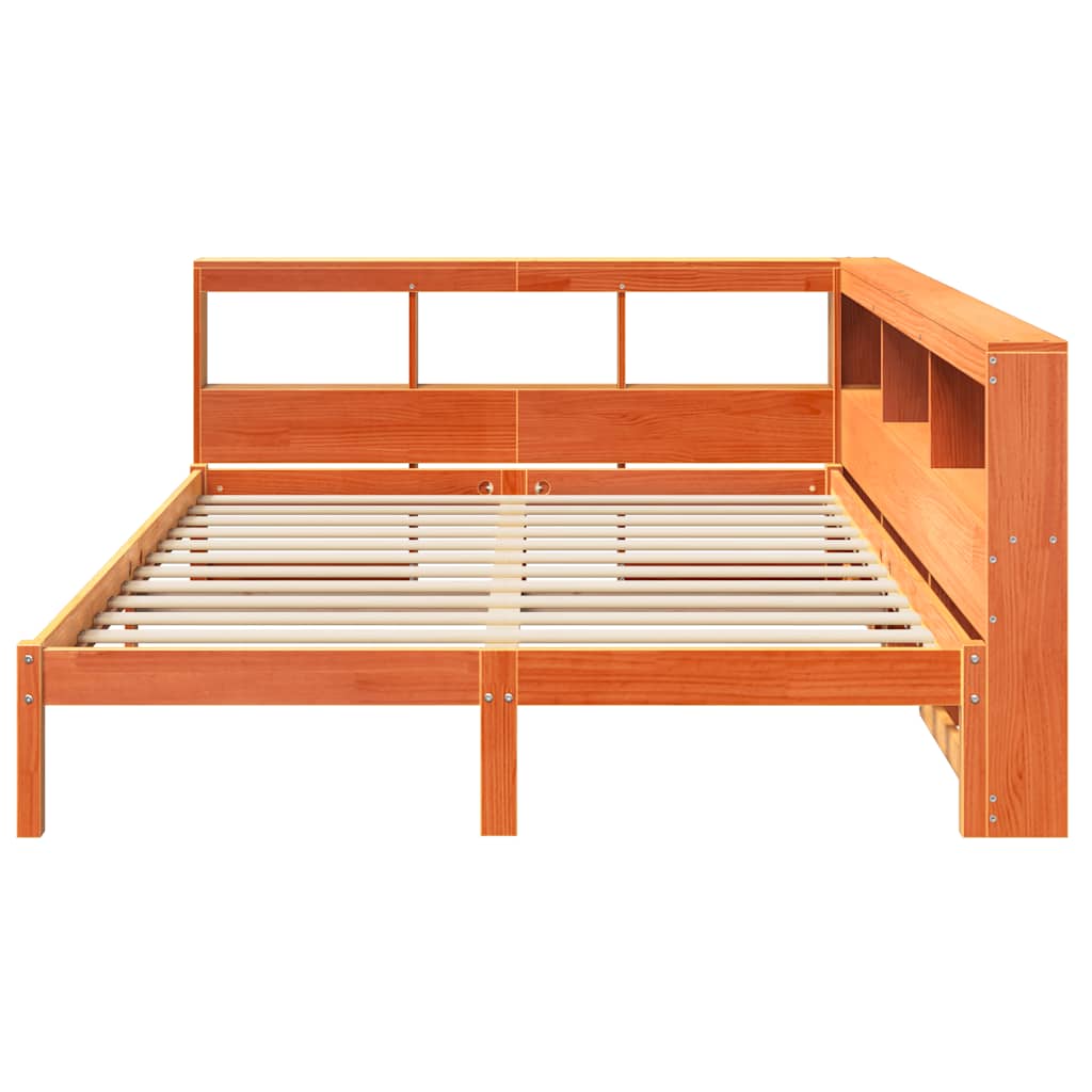 Bookcase Bed without Mattress Wax Brown 150x200 cm Solid Wood Pine