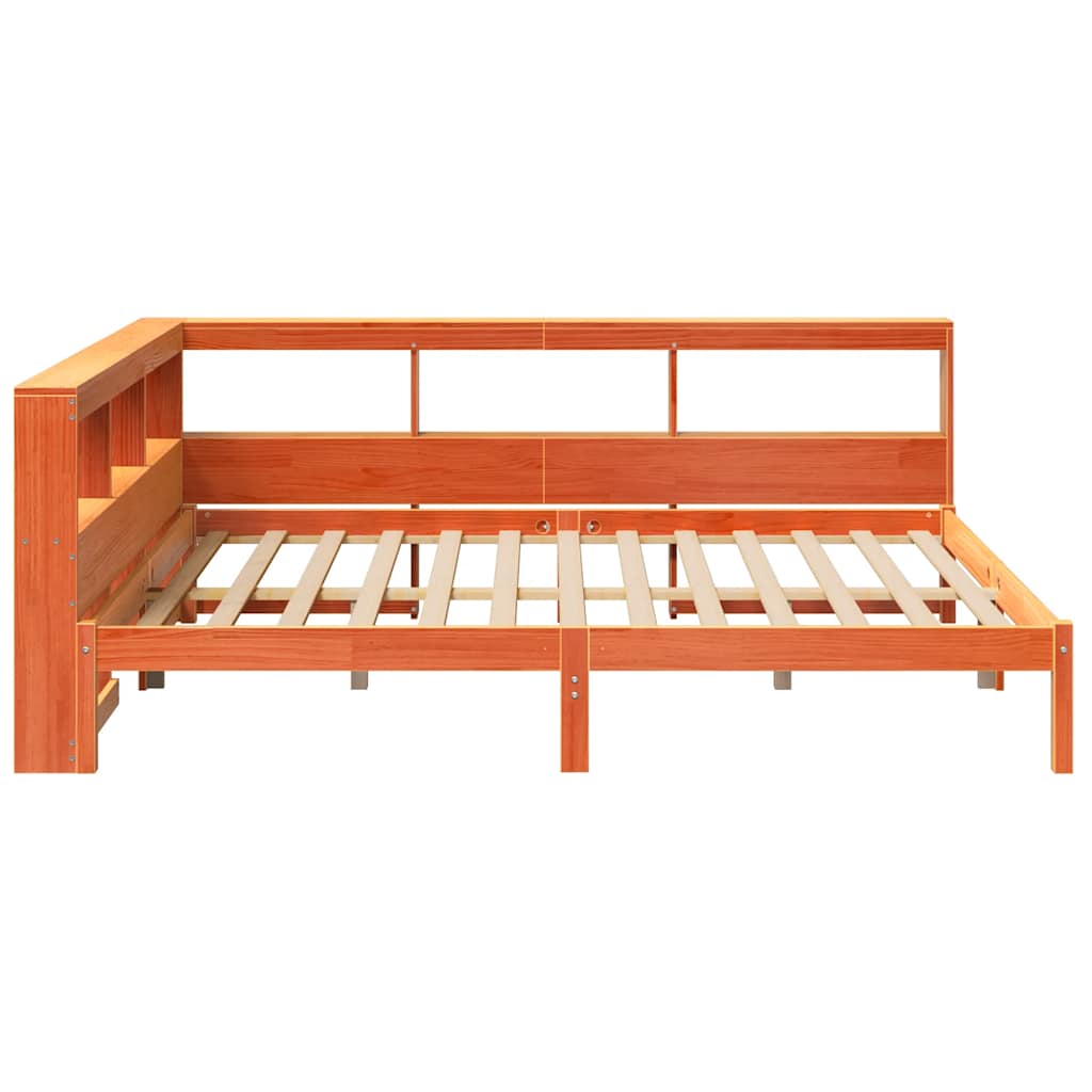 Bookcase Bed without Mattress Wax Brown 150x200 cm Solid Wood Pine