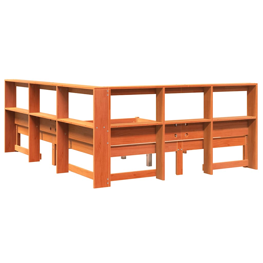 Bookcase Bed without Mattress Wax Brown 150x200 cm Solid Wood Pine