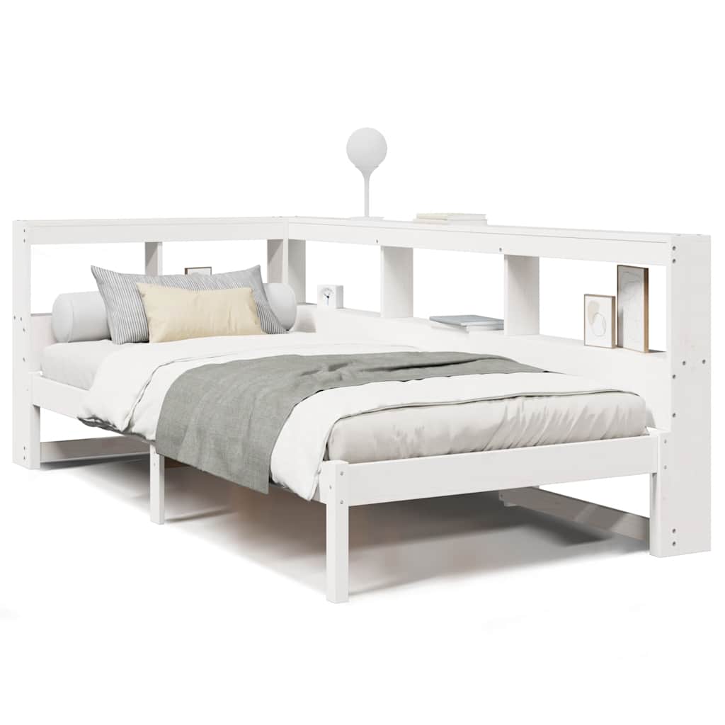 Bookcase Bed without Mattress White 100x200 cm Solid Wood Pine