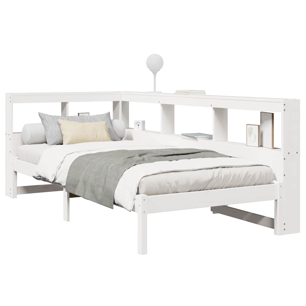 Bookcase Bed without Mattress White 100x200 cm Solid Wood Pine