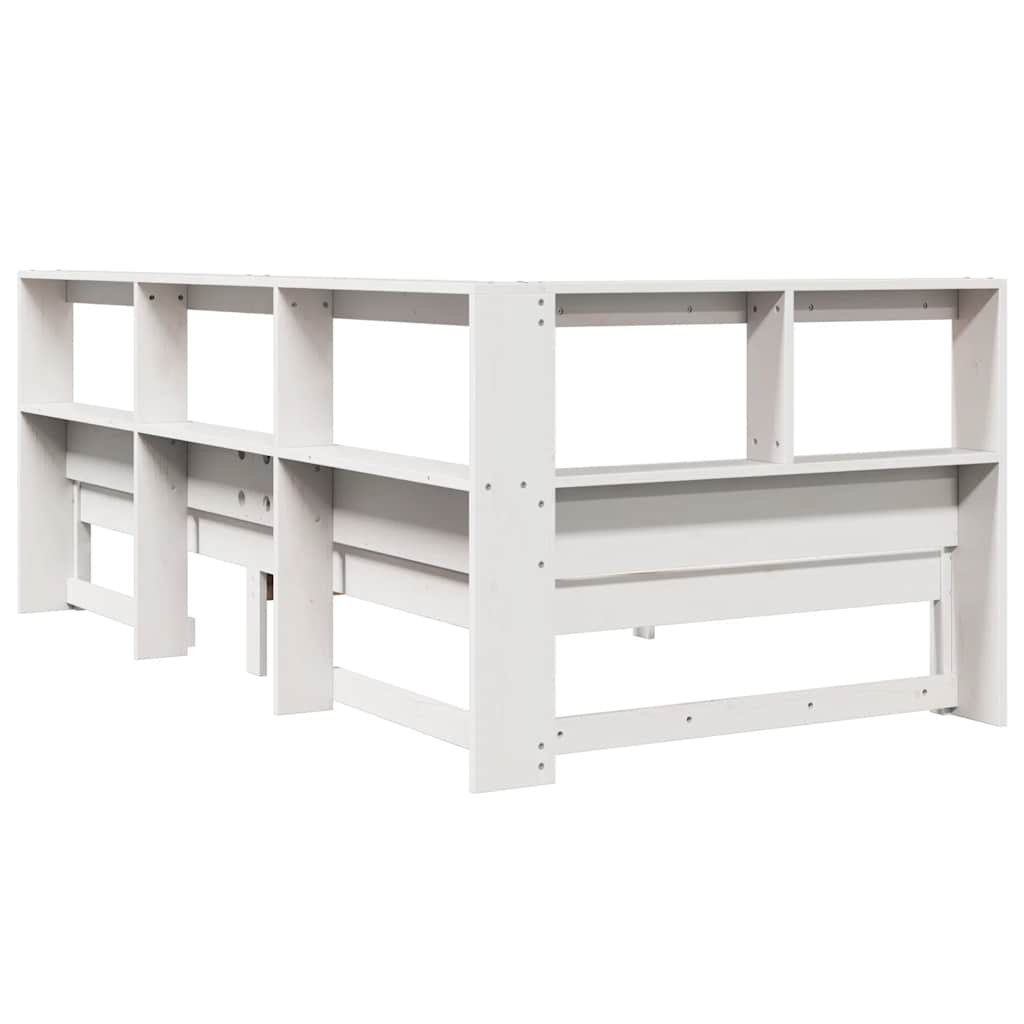 Bookcase Bed without Mattress White 100x200 cm Solid Wood Pine