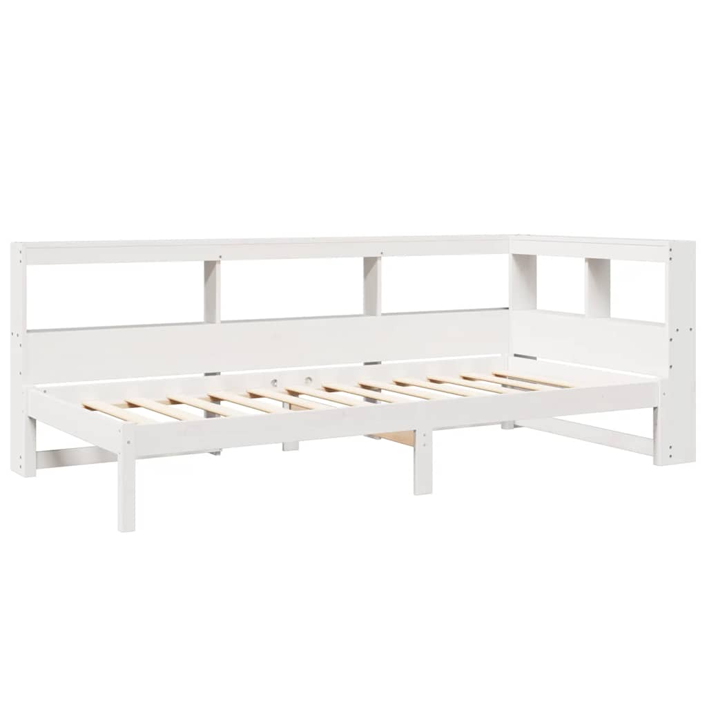 Bookcase Bed without Mattress White 100x200 cm Solid Wood Pine