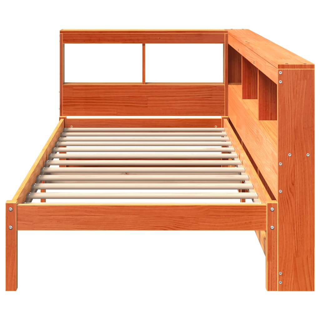 Bookcase Bed without Mattress Wax Brown 90x200 cm Solid Wood Pine