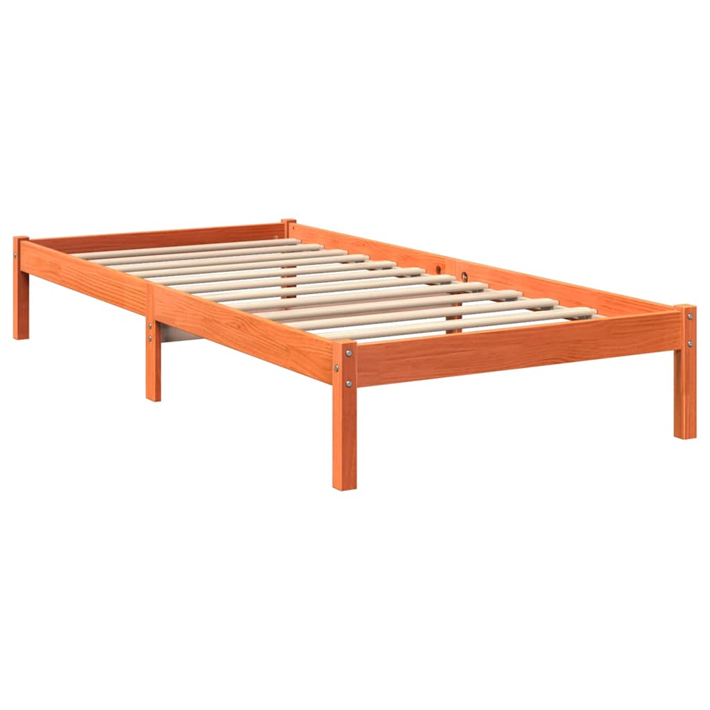 Bookcase Bed without Mattress Wax Brown 90x200 cm Solid Wood Pine