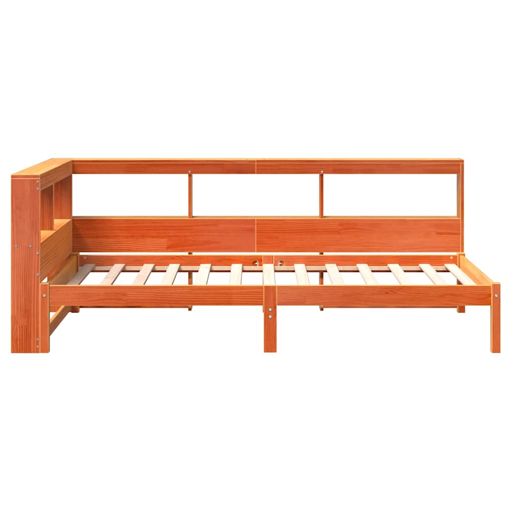Bookcase Bed without Mattress Wax Brown 90x200 cm Solid Wood Pine