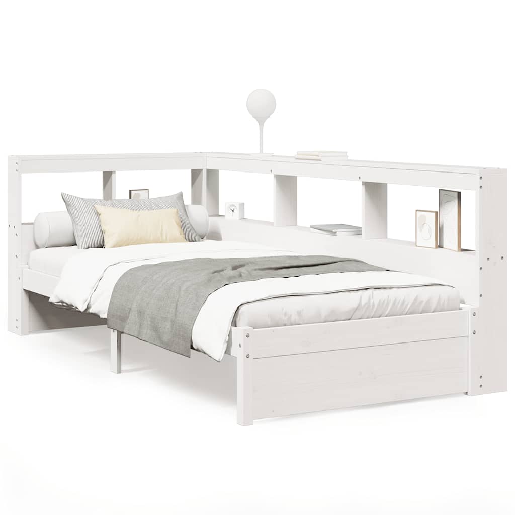 Bookcase Bed without Mattress White 100x200 cm Solid Wood Pine