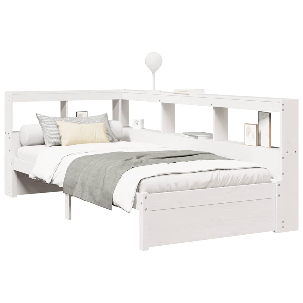 Bookcase Bed without Mattress White 100x200 cm Solid Wood Pine