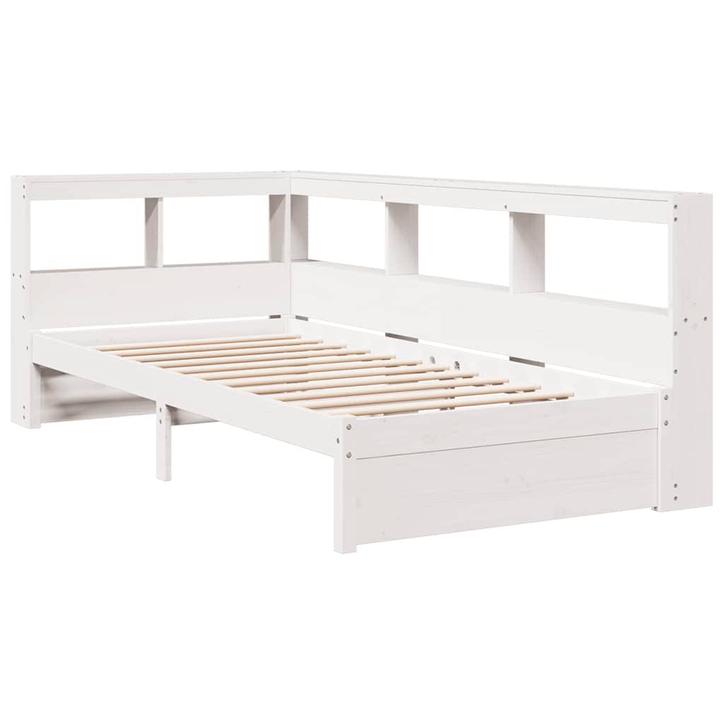 Bookcase Bed without Mattress White 100x200 cm Solid Wood Pine