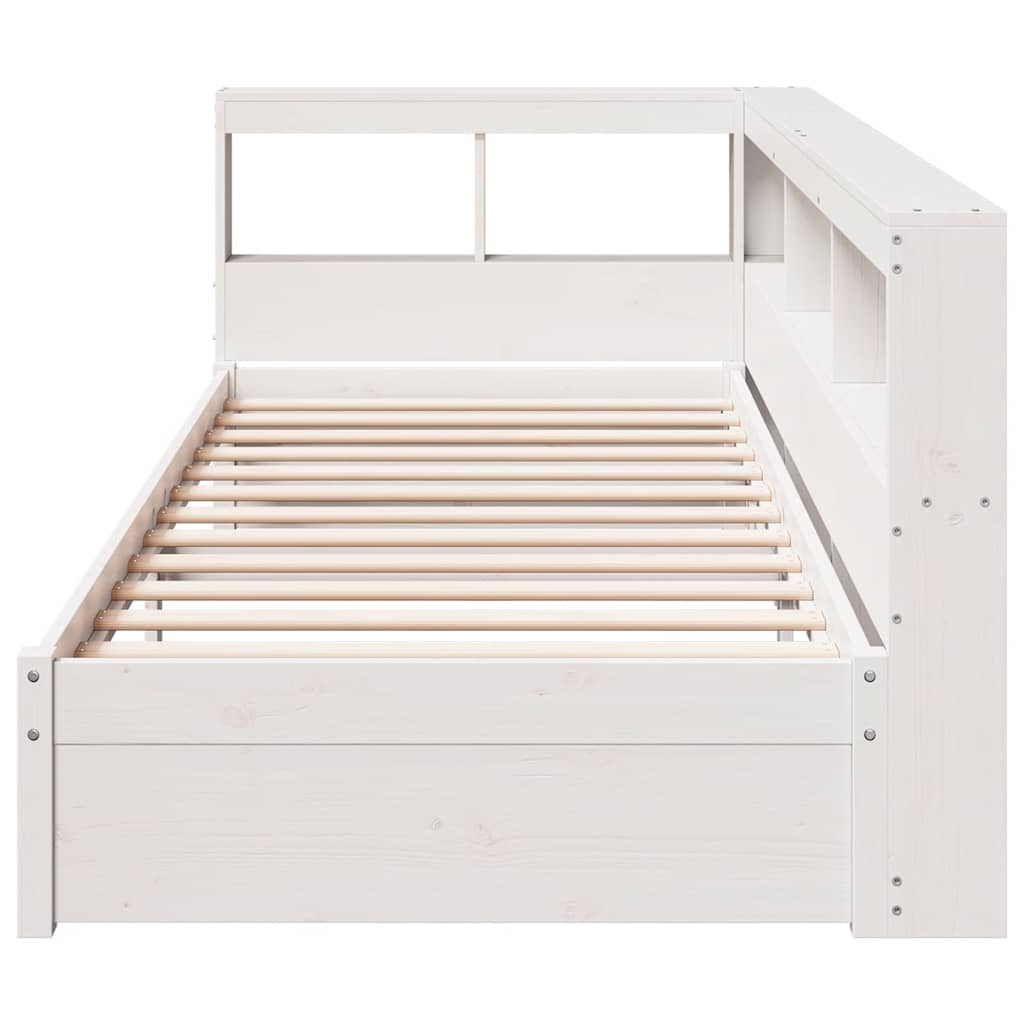 Bookcase Bed without Mattress White 100x200 cm Solid Wood Pine