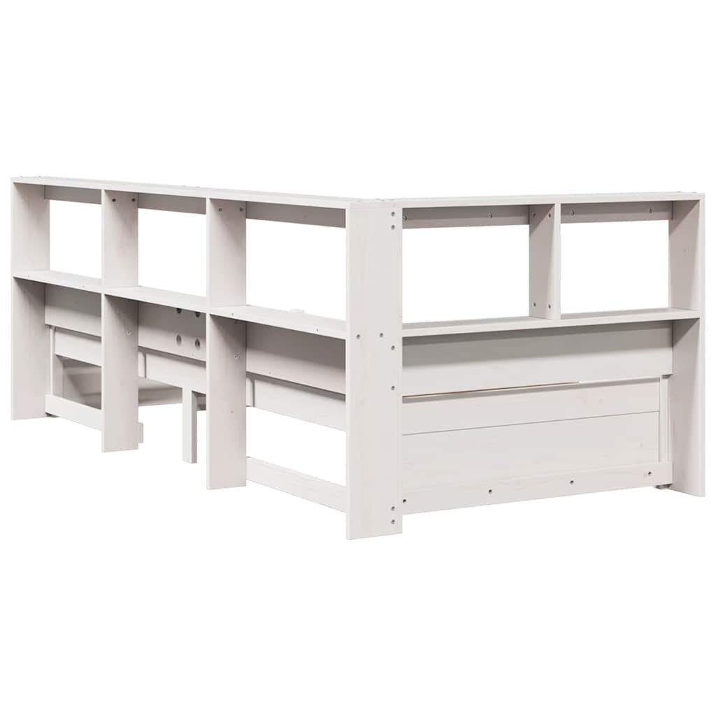 Bookcase Bed without Mattress White 100x200 cm Solid Wood Pine